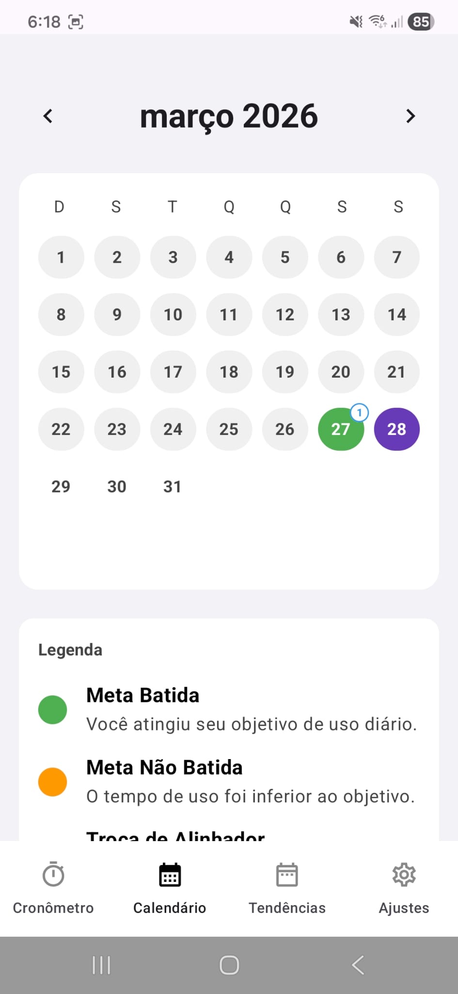 Calendário de Tratamento