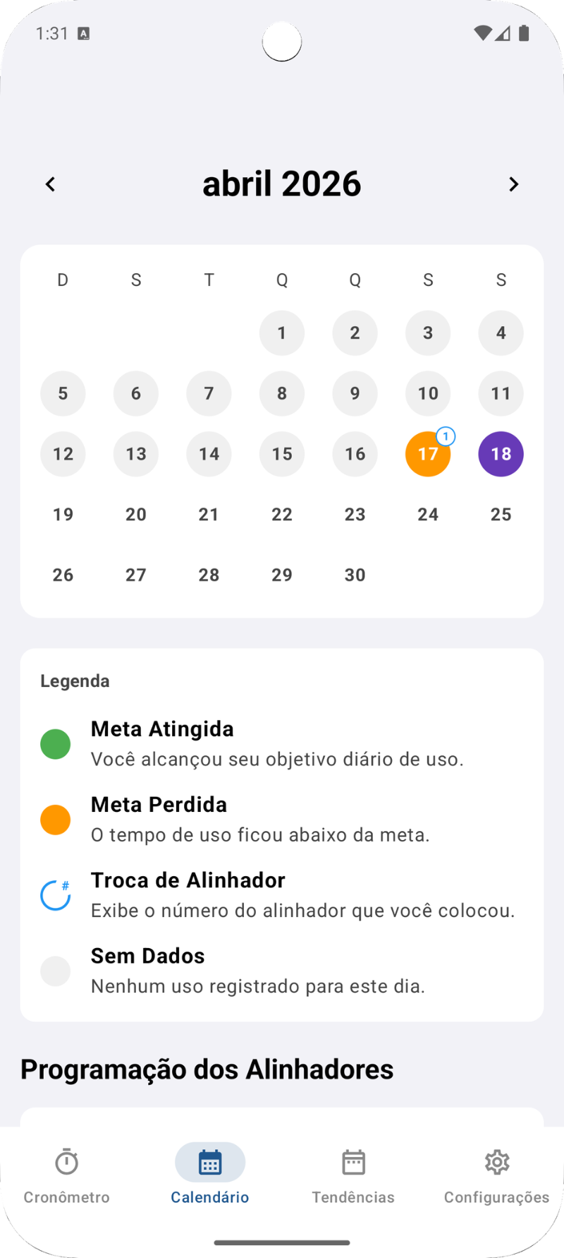 Calendário de Tratamento