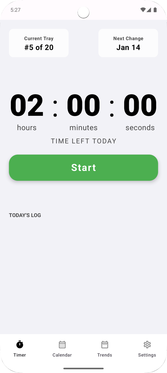 Tray With Me Timer Screen